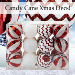Red & White Baubles Candy Cane (24 Pack) - Christmas Tree Decorations - thumbnail 3