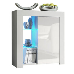 Sideboard Serene 83Cm - White With Gloss Doors And Led Lights - thumbnail 3