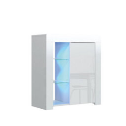 Sideboard Serene 83Cm - White With Gloss Doors And Led Lights - thumbnail 5