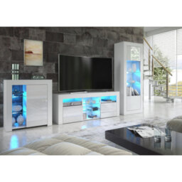 Sideboard Serene 83Cm - White With Gloss Doors And Led Lights - thumbnail 4
