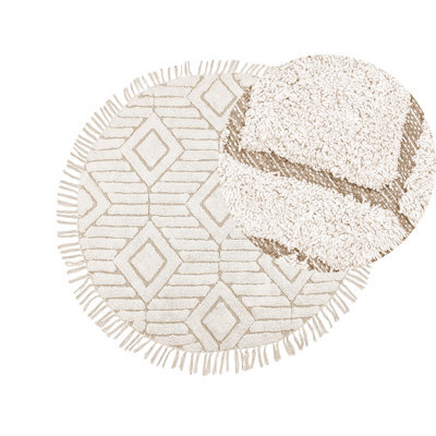 Beliani Rug Horasan Light Beige 140 Cm Cotton - image 1