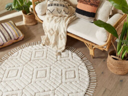 Beliani Rug Horasan Light Beige 140 Cm Cotton - thumbnail 2