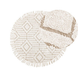 Beliani Rug Horasan Light Beige 140 Cm Cotton - thumbnail 1