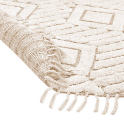 Beliani Rug Horasan Light Beige 140 Cm Cotton - thumbnail 5