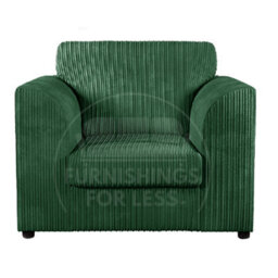 Furnishings For Less UK Luxor Jumbo Cord 2 + 1 + 1 Fabric 3 Piece Sofa Suite - Scatter Back Green - thumbnail 3