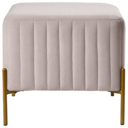 Wyld And Coco Taupe Velvet Footstool With Gold Metal Legs 47 X 47 Cm Square Living Room Ottoman - thumbnail 3