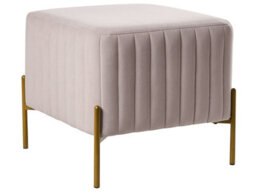 Wyld And Coco Taupe Velvet Footstool With Gold Metal Legs 47 X 47 Cm Square Living Room Ottoman - thumbnail 1