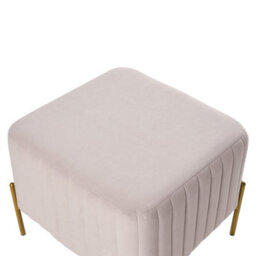 Wyld And Coco Taupe Velvet Footstool With Gold Metal Legs 47 X 47 Cm Square Living Room Ottoman - thumbnail 5
