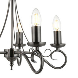 Luminosa Lighting Luminosa Trafford 5 Light Multi Arm Ceiling Pendant Candle Antique Silver, E14 - thumbnail 3