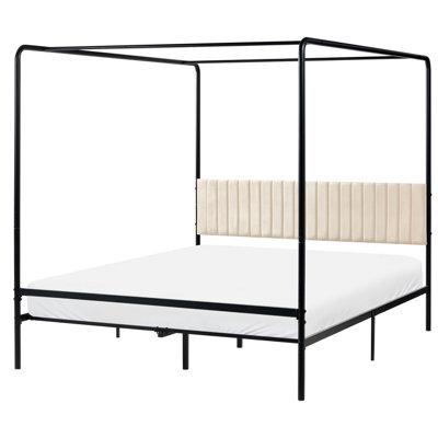 Beliani Four Poster Bed Metal Mirabeau 160 X 200 Cm (Eu King Size) Black - image 1