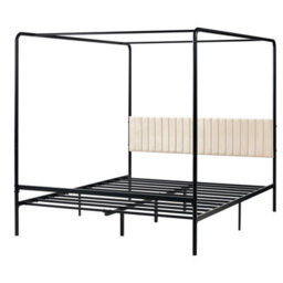 Beliani Four Poster Bed Metal Mirabeau 160 X 200 Cm (Eu King Size) Black - thumbnail 4