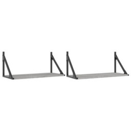 Berkfield Wall Shelves 2 Pcs Grey Sonoma 60X25X25.5 Cm Engineered Wood - thumbnail 2