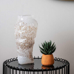 Vanity Living 30.5Cm White And Gold Handmade Glass Vase, Decorative Centerpiece For Living Room - thumbnail 3