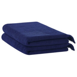 Beliani Set Of 2 Towels Atiu Terry Cotton Navy Blue