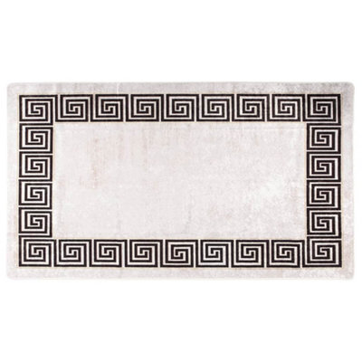 Berkfield Durable Rug Washable 190X300 Cm Light Beige Anti Slip - image 1
