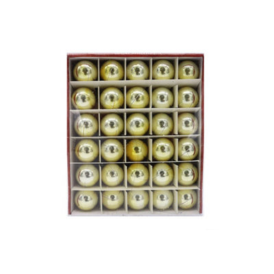 30Pack Mini Christmas Baubles Tree Decoration (3Cm) - Gold - image 1