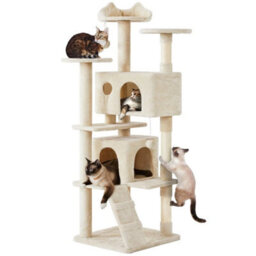 Beige Large Cat Tree 178Cm Cat Tower Cat Condo W/scratching Posts And Platform Perches - thumbnail 5