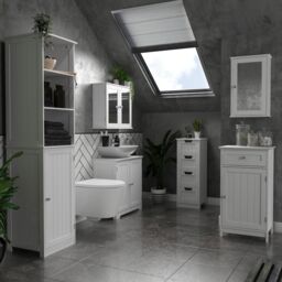 Lassic Hayle Matt White Bathroom Single Wall Cabinet Mirrored (H)53Cm (W)34Cm - thumbnail 5