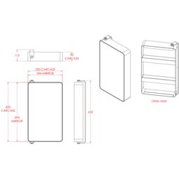 Croydex Arun Compact Matt Black Single Bathroom Cabinet With Mirrored Door (H)632mm (W)350mm - thumbnail 5