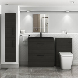 Royal Bathrooms Turin 800mm Floor Standing Vanity Unit 2 Drawer Hale Black With Black Basin & Handles - thumbnail 5