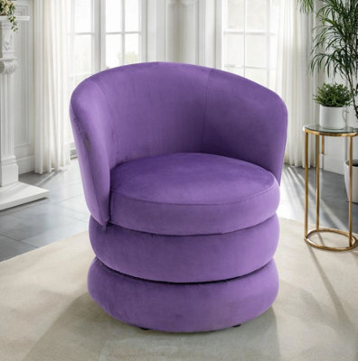 Accent Swivel Chair In Purple Velvet Fabric - image 1