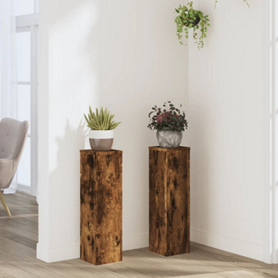 Walplus Plant Stand 2Pcs Smoked Oak 17X17X60 Cm Engineered Wood - image 1