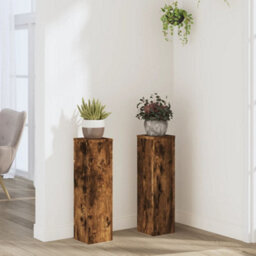 Walplus Plant Stand 2Pcs Smoked Oak 17X17X60 Cm Engineered Wood - thumbnail 1