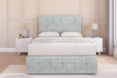 "Sloomy Cambridge Silver Naples Divan Bed 2 Drawers Right Side-26"" Strutted Headboard 12"" Footboard 4' Small Double" - image 1