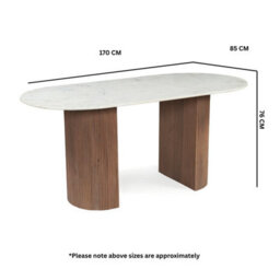Luxor Oval Natural White Marble Top Dining Table With Wooden Legs 6 To 8 Seater - thumbnail 5
