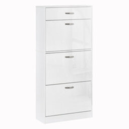 Homcom High Gloss Shoe Cabinet W/ 4 Drawers Shoe Storage Organizer For 18 Pairs - thumbnail 2