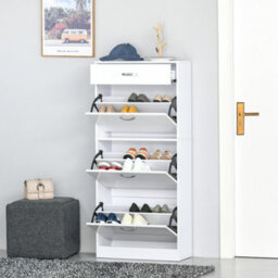 Homcom High Gloss Shoe Cabinet W/ 4 Drawers Shoe Storage Organizer For 18 Pairs - thumbnail 7
