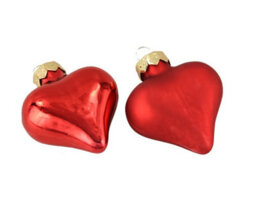 Decoris Mini Glass Heart Christmas Baubles Christmas Red Pack Of 12 4.5Cm Tree Decor