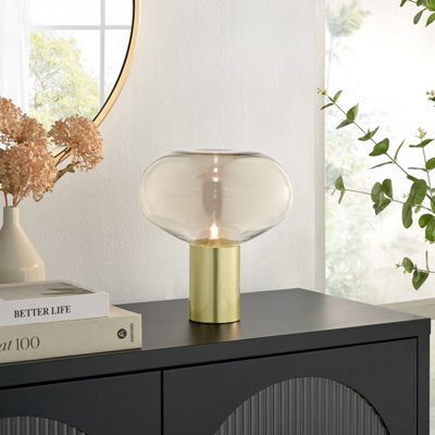 Furniturebox Uk Sarah Brass Metal And Glass Table Desk Lamp - image 1
