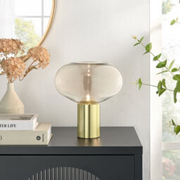 Furniturebox Uk Sarah Brass Metal And Glass Table Desk Lamp - thumbnail 2