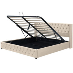 HomeTouch Velvet Ottoman King Size Bed Frame With Wing Headboard And Lift Up Under Bed Storage 5Ft Bed Frame  (150 X 200 Cm) - thumbnail 9