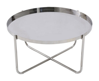 That's Furniture Ember Round Silver Tray Top Coffee Table For Living Room - image 1