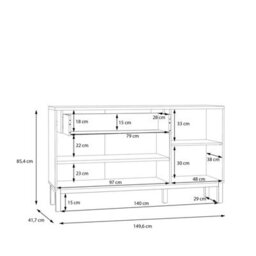 Furniture To Go Wensley 3 Door 1 Drawer Sideboard In Light Grey And Oak - thumbnail 8