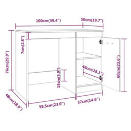 Vidaxl Desk Grey Sonoma 100X50X76 Cm Engineered Wood Desks - thumbnail 7