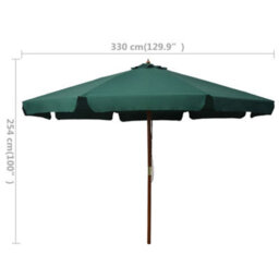 Berkfield Outdoor Parasol With Wooden Pole 330 Cm Green - thumbnail 5