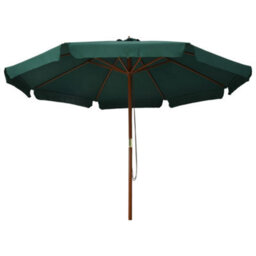Berkfield Outdoor Parasol With Wooden Pole 330 Cm Green - thumbnail 2