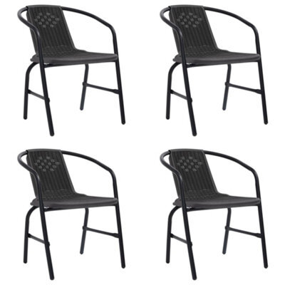 Berkfield Garden Chairs 4 Pcs Plastic Rattan And Steel 110 Kg - image 1
