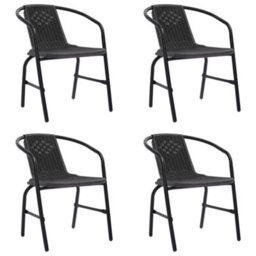 Berkfield Garden Chairs 4 Pcs Plastic Rattan And Steel 110 Kg - thumbnail 1