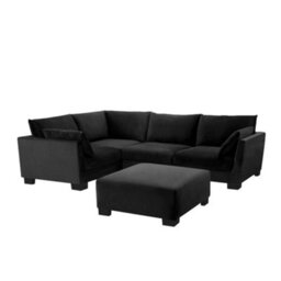 Home Detail Renns Corner Sofa, Left-Hand Facing With Footstool, Black Velvet - thumbnail 2