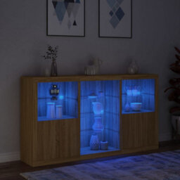 Berkfield Sideboard With Led Lights Sonoma Oak 181.5X37X100 Cm - thumbnail 5