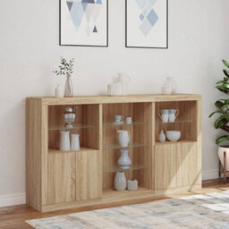 Berkfield Sideboard With Led Lights Sonoma Oak 181.5X37X100 Cm - thumbnail 4