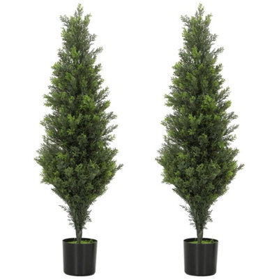Set Of 2 Decorative Artificial Plants Cypress In Weighted Pot, 90Cm - image 1