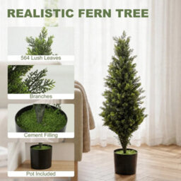 Set Of 2 Decorative Artificial Plants Cypress In Weighted Pot, 90Cm - thumbnail 5