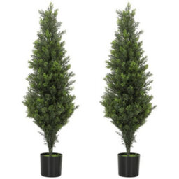 Set Of 2 Decorative Artificial Plants Cypress In Weighted Pot, 90Cm - thumbnail 1