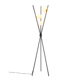 Living And Home Metal Tripod Standing Floor Lamp With Plastic Lampshade - thumbnail 3