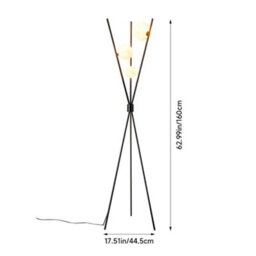 Living And Home Metal Tripod Standing Floor Lamp With Plastic Lampshade - thumbnail 5